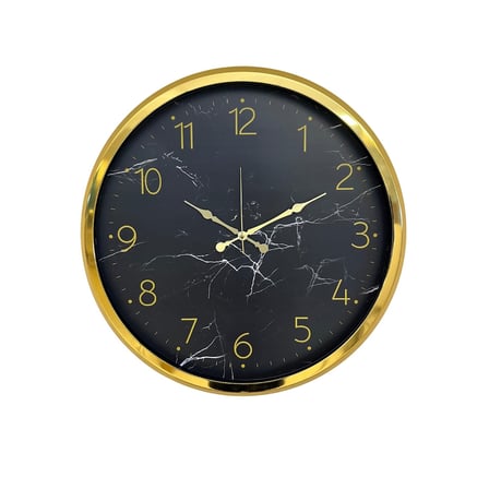 Gold Mermer Desenli 52 x 52 Cm Duvar Saati