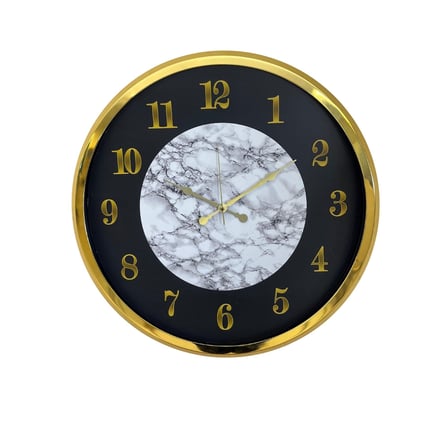 Gold Mermer Desenli Modern 52 x 52 Cm Duvar Saati