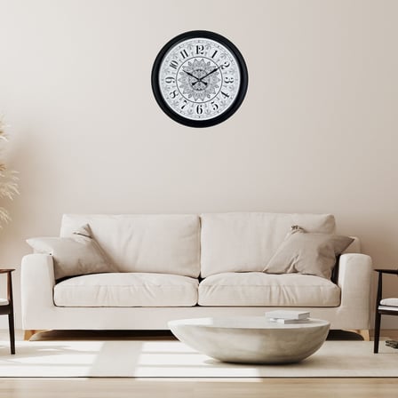 Siyah Mandala Desenli 52 x 52 Cm Duvar Saati