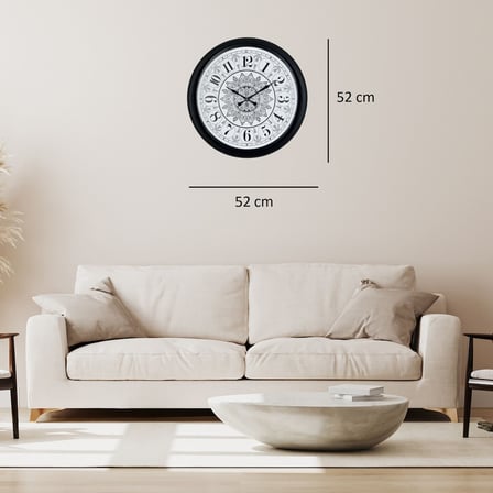 Siyah Mandala Desenli 52 x 52 Cm Duvar Saati
