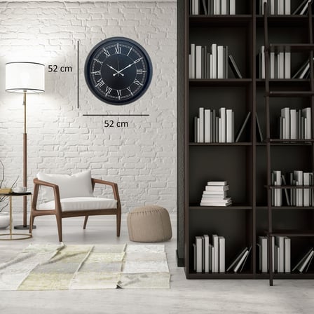 Siyah Royal Roma 52 x 52 Cm Duvar Saati