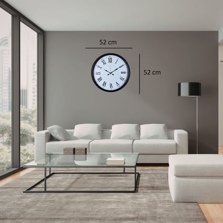 Siyah Dekoratif Roma Rakamlı 52 x 52 Cm Duvar Saati