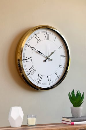 İhtişamlı Gold 52 Cm Metal Roma Rakamlı Lüks Duvar Saati
