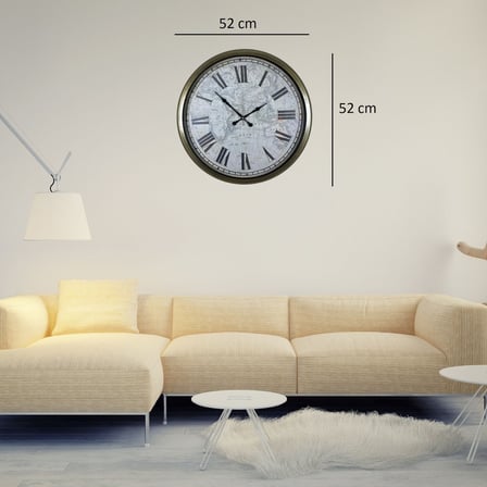 Eskitme Atlas 52 Cm Metal Roma Duvar Saati