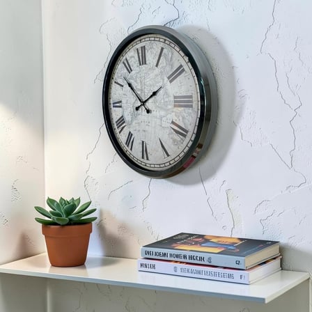Krom Imperium 52 Cm Metal Dünya Haritası Duvar Saati