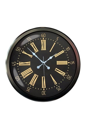 Siyah Roma Rakamlı 52 Cm Metal Duvar Saati