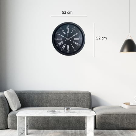 Siyah Noir Imperium 52 Cm Metal Duvar Saati
