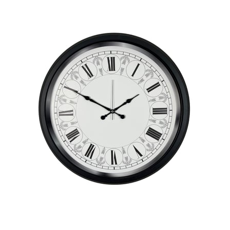 Siyah Motifli 52 Cm Metal Duvar Saati