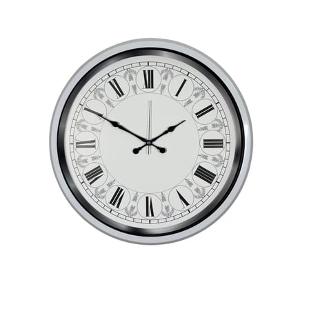 Beyaz Motifli Tasarım 52 Cm Metal Duvar Saati