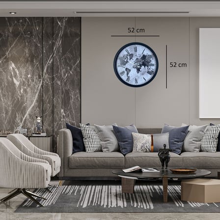 Siyah Atlas Roman 52 x 52 Cm Roman Duvar Saati