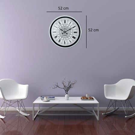 Beyaz 52 Cm Metal Mandala Desenli Tasarım Duvar Saati