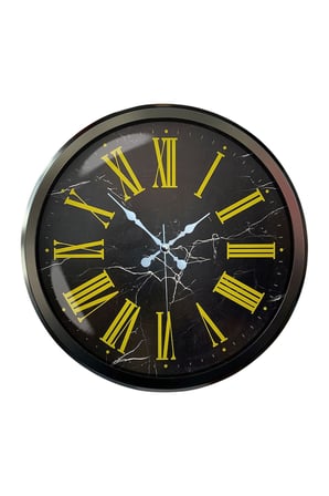 Siyah Mermer Desenli 52 Cm Metal Duvar Saati