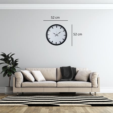 Siyah Prime İndex 52 x 52 Cm Duvar Saati