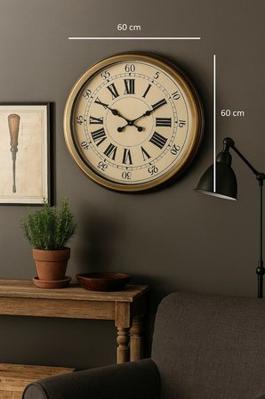 60 Cm Eskitme Metal Eskitme Kadran Duvar Saati