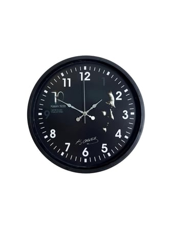 Atatürk Tasarımlı Siyah 36 Cm Premium Duvar Saati