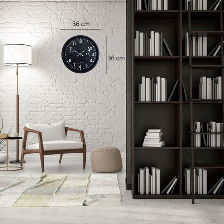 Atatürk Tasarımlı Siyah 36 Cm Premium Duvar Saati