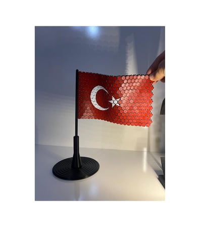 3d Hareketli Türk Bayrağı - Esnek Zincir Dokulu Masaüstü Stand Diğer