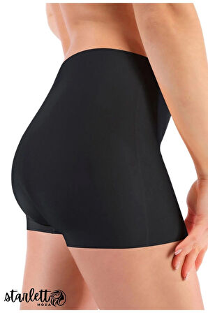 Kadın Siyah / Ten Rengi Dikişsiz Lazer Kesim 2'li Paket Extra Rahat Boxer