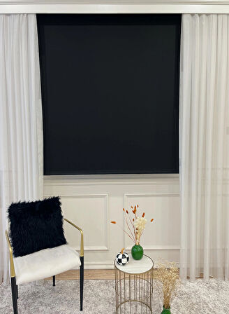 Brillant Stor Perde Kalın Kumaş (KETEN) Siyah (ALÜMİNYUM KASA BORU)