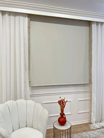 Brillant Stor Perde Kalın Kumaş (KETEN) BEJ Rengi (ALÜMİNYUM KASA BORU)