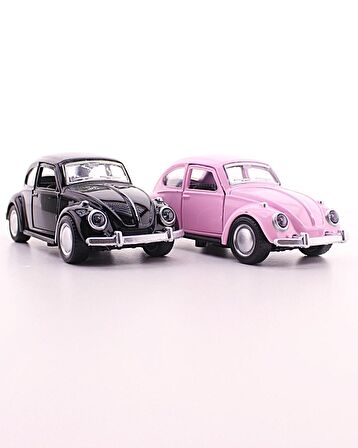 Sevgiliye Eşe Sürpriz Hediye 2 Adet Siyah Pembe Metal Vosvos Araba Dıe Cast Büyük Boy 12cm