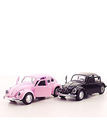 Sevgiliye Eşe Sürpriz Hediye 2 Adet Siyah Pembe Metal Vosvos Araba Dıe Cast Büyük Boy 12cm