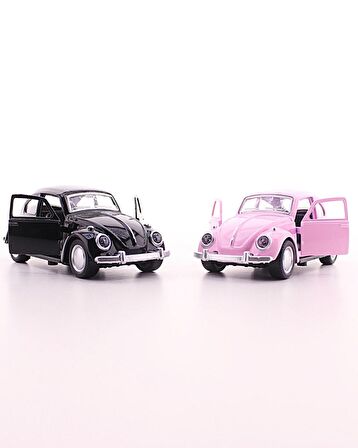 Sevgiliye Eşe Sürpriz Hediye 2 Adet Siyah Pembe Metal Vosvos Araba Dıe Cast Büyük Boy 12cm