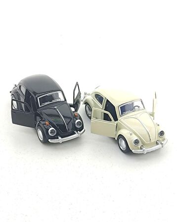 Sevgiliye Eşe Sürpriz Hediye 2 Adet Siyah & Beyaz Metal Vosvos Araba Dıe Cast Büyük Boy 12cm