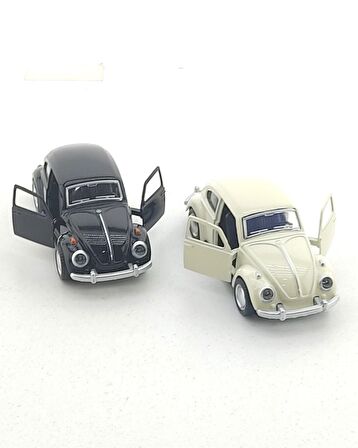 Sevgiliye Eşe Sürpriz Hediye 2 Adet Siyah & Beyaz Metal Vosvos Araba Dıe Cast Büyük Boy 12cm