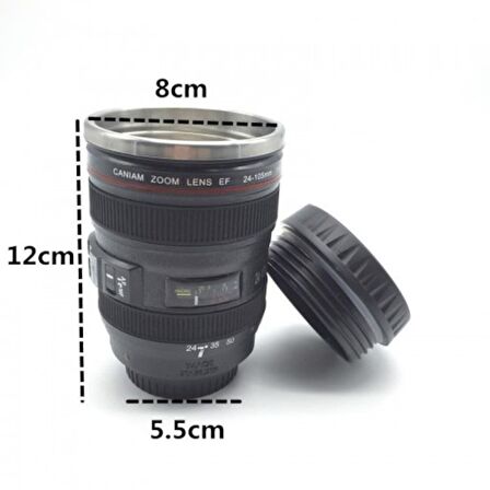Dekoratif Kullanışlı Bardak Termos Objektif Görünümlü Lens Kupa Çelik Kahve Çay Termos Mug Bardak