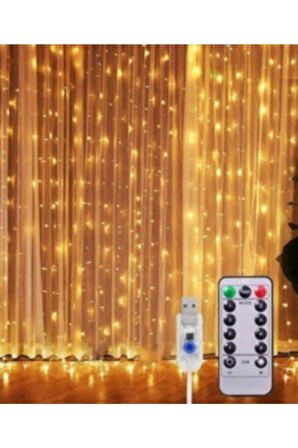 Dekoratif Led Işık Perde Led 3 Metre Kumandalı 8 Ayrı Moda Sahip 3 mt X 3 mt Perde Peri Led Usb