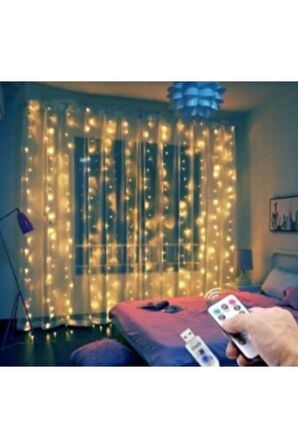 Dekoratif Led Işık Perde Led 3 Metre Kumandalı 8 Ayrı Moda Sahip 3 mt X 3 mt Perde Peri Led Usb