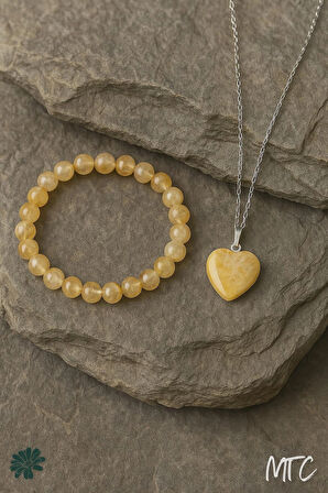 💛 Sitrin (Citrine) Doğal Taş Bileklik & Kolye(Pozitif Enerji ve Neşe Taşı)