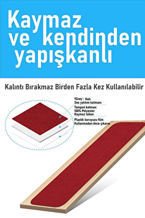 Halifleks Yapışkan Tabanlı Merdiven Basamak Paspası Rip Halı Kaymaz Tabanlı - Bordo