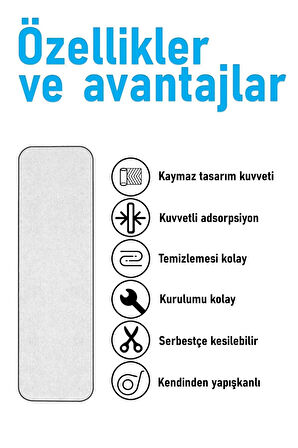 Halifleks Yapışkan Tabanlı Merdiven Basamak Paspası Rip Halı Kaymaz Tabanlı - Beyaz
