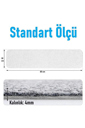 Halifleks Yapışkan Tabanlı Merdiven Basamak Paspası Rip Halı Kaymaz Tabanlı - Beyaz