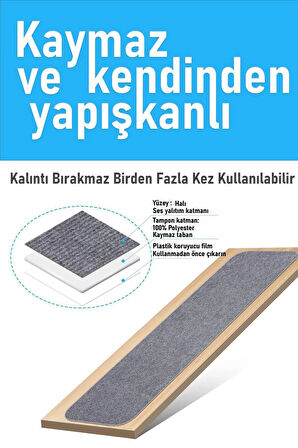 Halifleks Yapışkan Tabanlı Merdiven Basamak Paspası Rip Halı Kaymaz Tabanlı - Füme