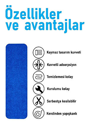 Halifleks Yapışkan Tabanlı Merdiven Basamak Paspası Rip Halı Kaymaz Tabanlı - Lacıvert