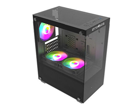 Strong Berry Siyah 3x 120mm ARGB mATX Gaming Bilgisayar Kasası Powersız