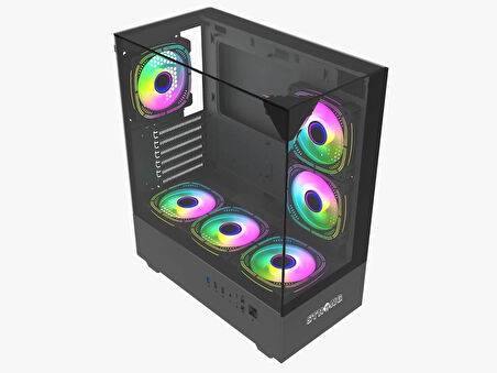 Strong Diamond Siyah 6x120mm ARGB ATX Gaming Bilgisayar Kasası Powersız