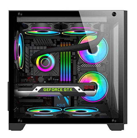 Strong Shadow 3x 120mm RGB Reset Buton Mesh mATX Gaming Oyuncu Kasası Powersız