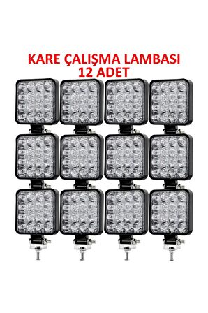 12 Adet 11x11 16 Led Kare Off Road Traktör Tir Kamyon Sis Fari Sis Lambasi Çalisma Lambasi Projektör