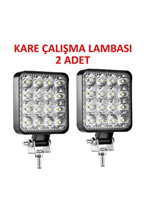 2 Adet 11x11 16 Led Kare Off Road Traktör Tir Kamyon Sis Fari Sis Lambasi Çalisma Lambasi Projektör