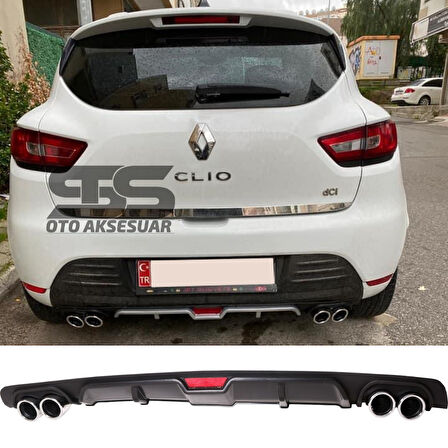 Renault Clio 4 Difüzör Arka Tampon Eki 4 Egzoz Çıkışlı Siyah