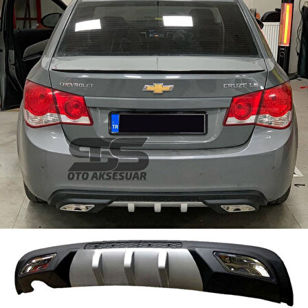 Chevrolet Cruze Difüzör Arka Tampon Eki 2 Egzoz Çıkışlı Gri