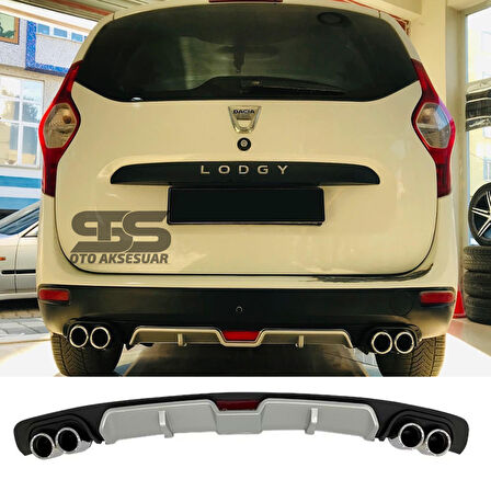 Dacia Lodgy Difüzör Arka Tampon Eki 4 Egzoz Çıkışlı Gri