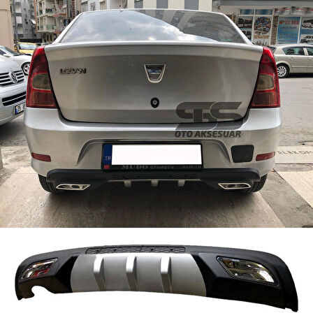 Dacia Logan Sedan Difüzör Arka Tampon Eki 2 Egzoz Çıkışlı Gri