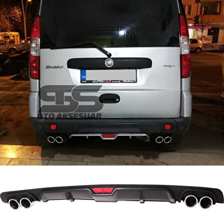 Fiat Doblo D2 Difüzör Arka Tampon Eki 4 Egzoz Çıkışlı Siyah