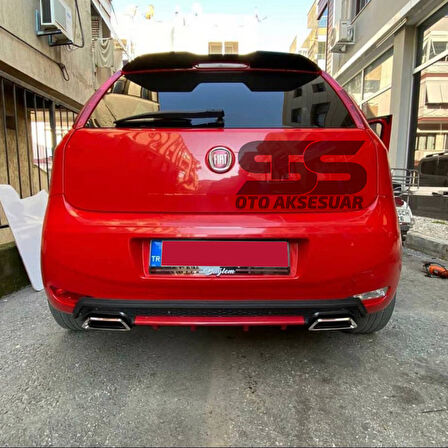 Fiat Punto Difüzör Arka Tampon Eki 2 Egzoz Çıkışlı Kırmızı Lüx Tip