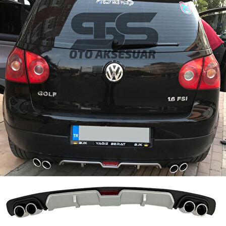 Volkswagen Golf 5 Difüzör Arka Tampon Eki 4 Egzoz Çıkışlı Gri